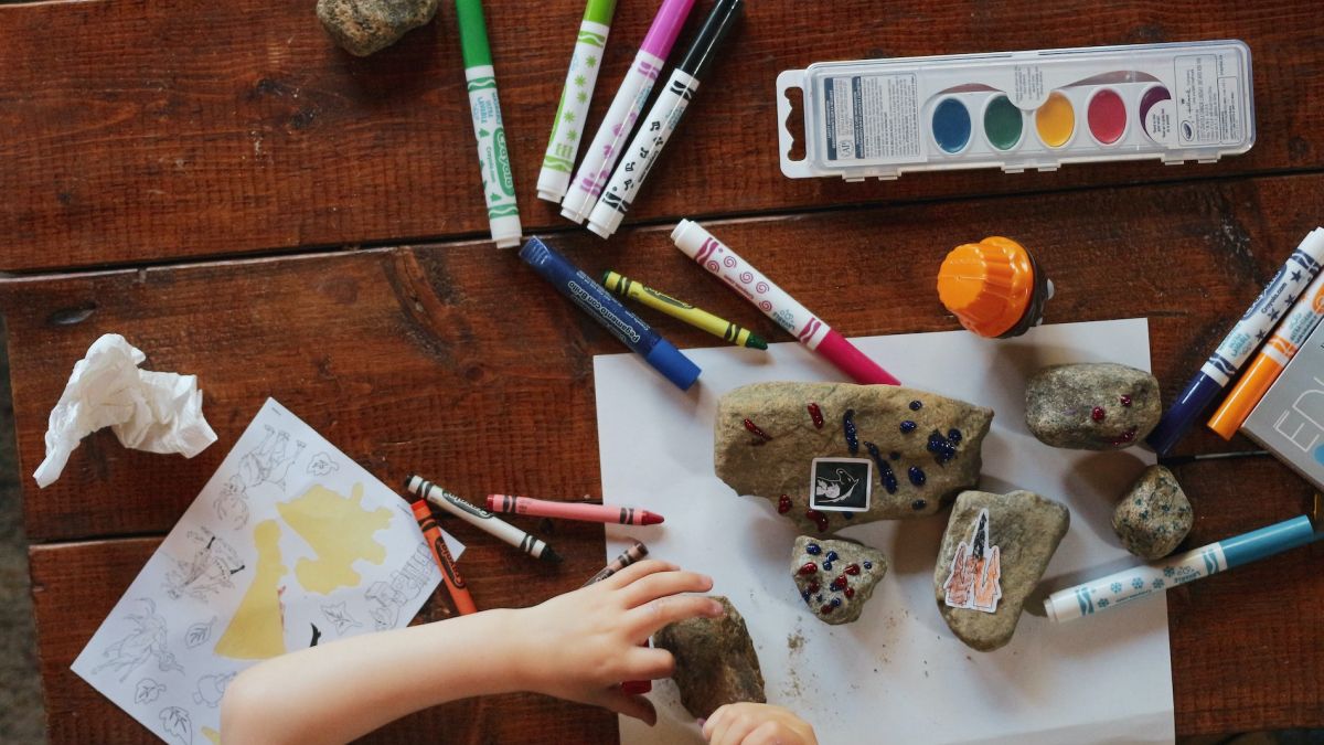 Craft supplies on table